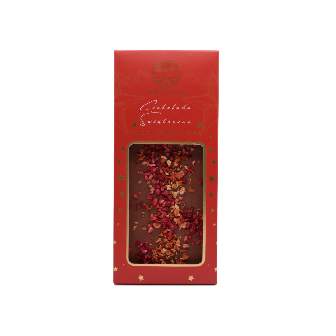 Czekolada Świąteczna Malina z truskawką (czerwona) 85g