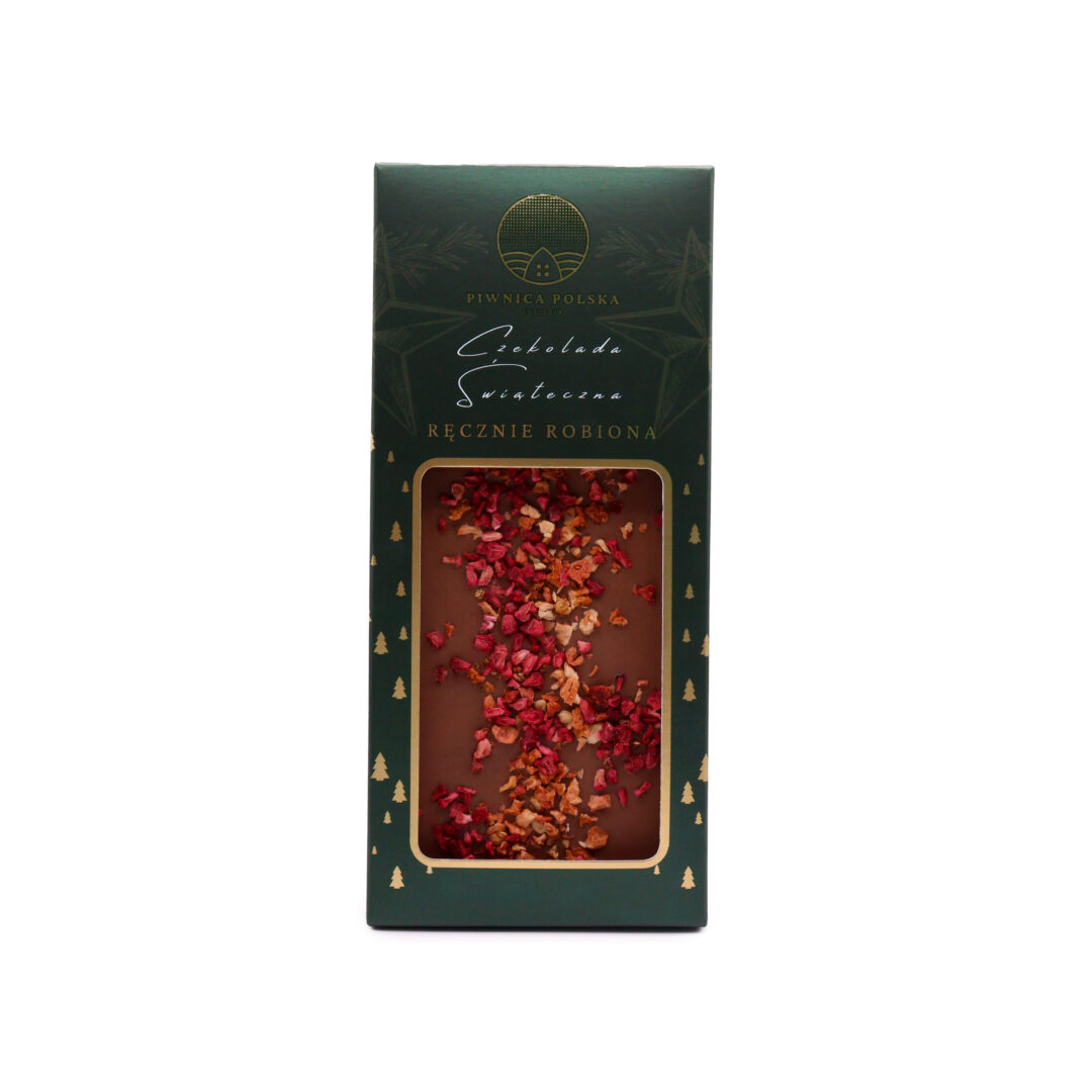 Czekolada Świąteczna Malina z truskawką (zielona) 85g