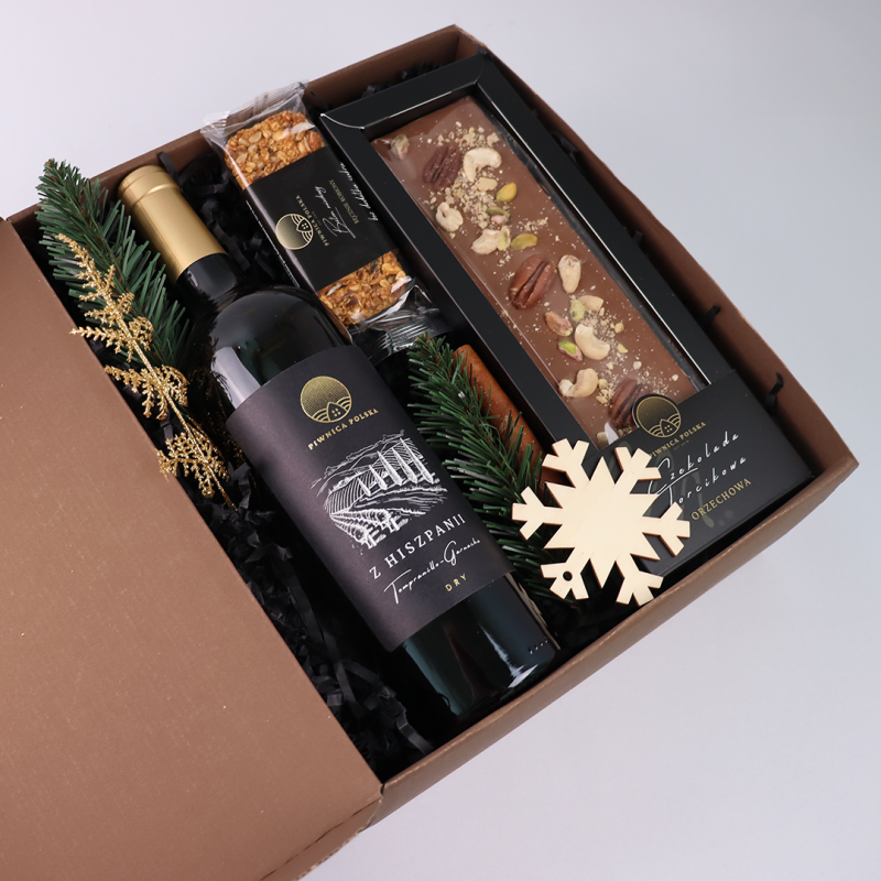 Zestaw Prezentowy Świąteczny z Winem