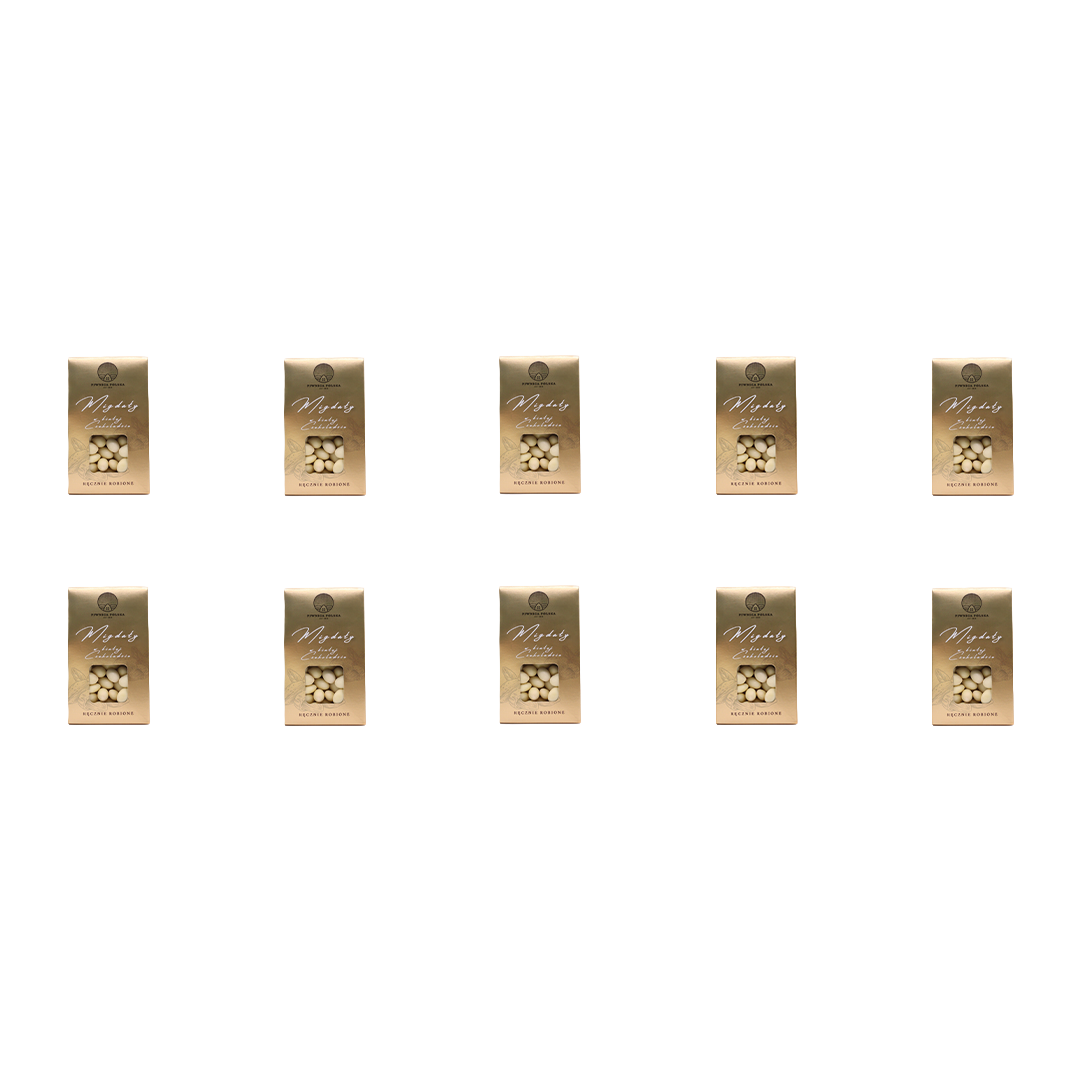 Zestaw 10xMigdały w białej czekoladzie 100g